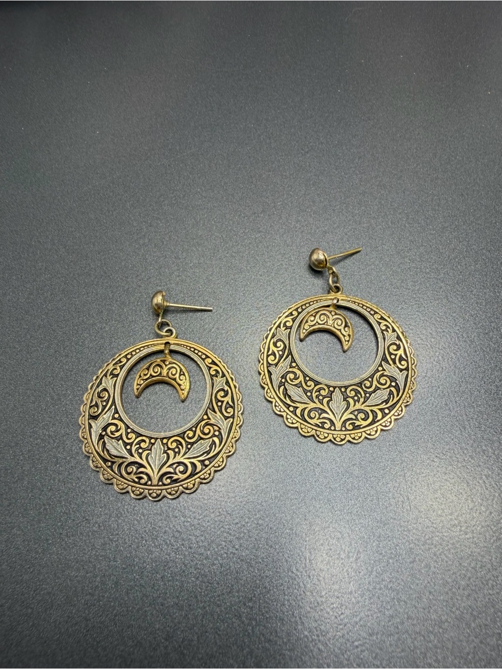 Vintage Damascene pierced earrings #UE347
